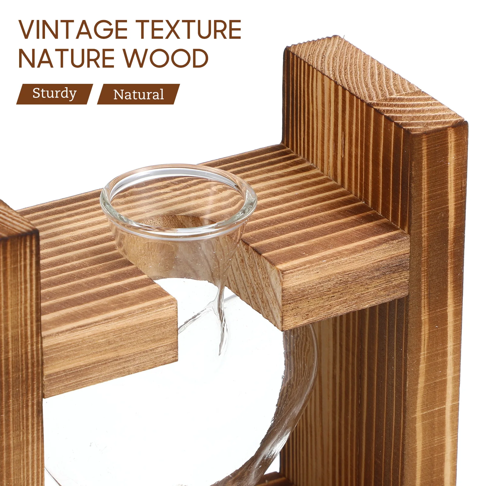 

1pc Retro Heart Vase Wooden Stand For Hydroponic Plant Flower Arrangement Decor Terrarium Home Art Gift Birthday