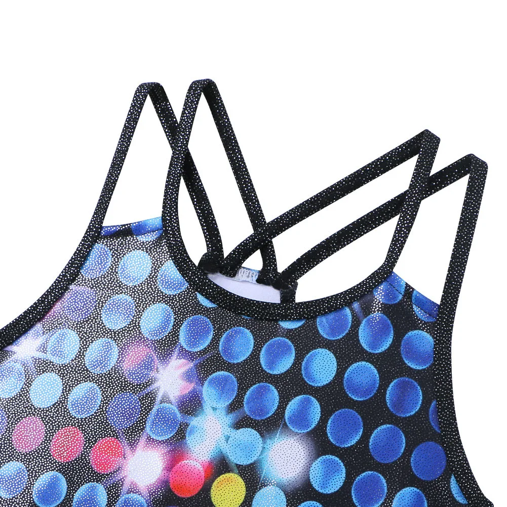 BAOHULU Einteiliges Strap Ballett Trikot Farbverlauf Blau Gymnastik Praxis Kostüme Kinder Tank Active Body