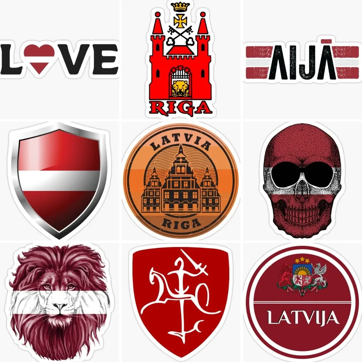 

Latvia Flag Map Emblem Skull Stickers Truck Car Motorcycle Laptop Window Camper Bicycle Helmet Racing Wall Door Decal Assecories
