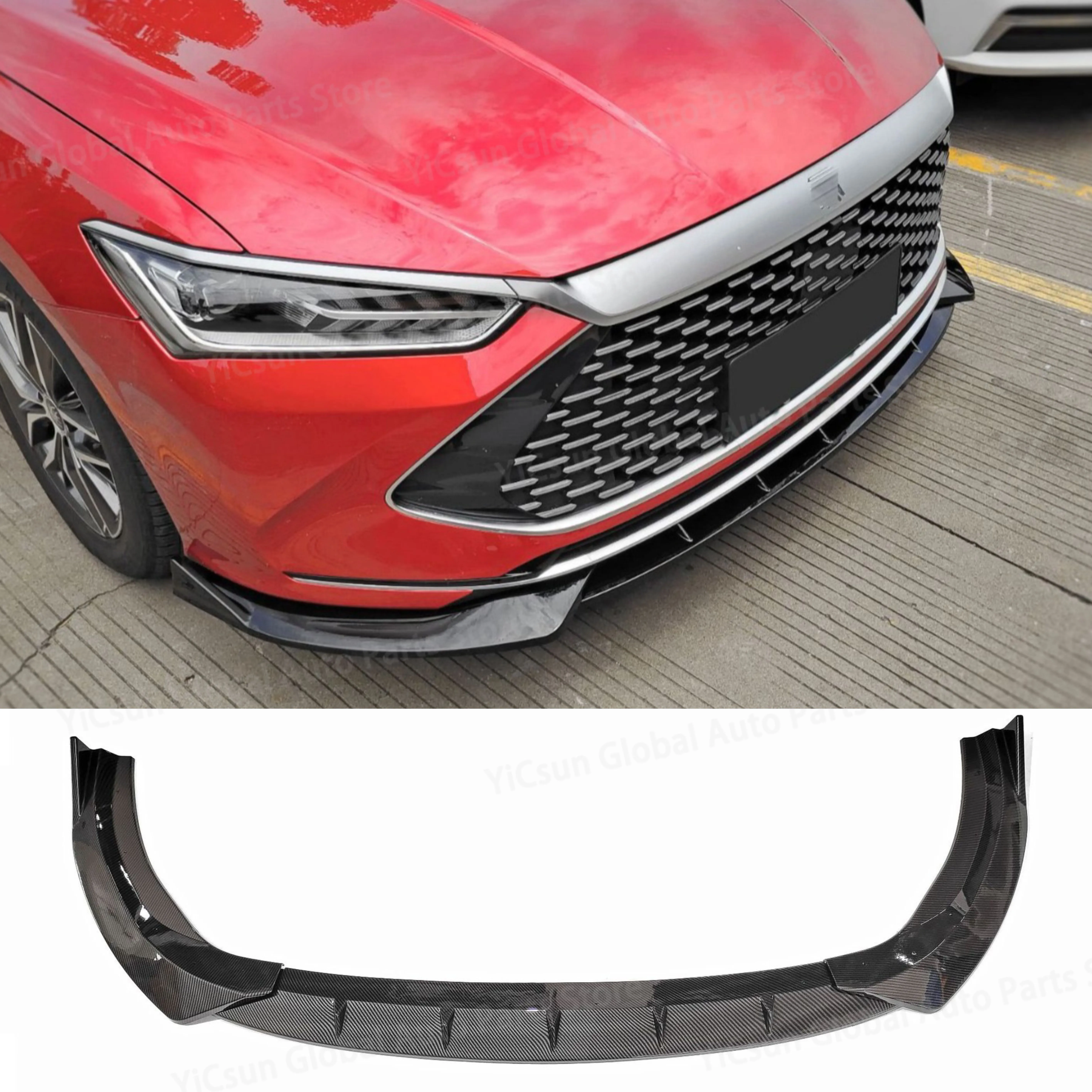 Front Bumper Lip for BYD Qin Plus DM-i Air Splitter Car Body Kit Spoiler 2021-2023 Black Skirts Accessories