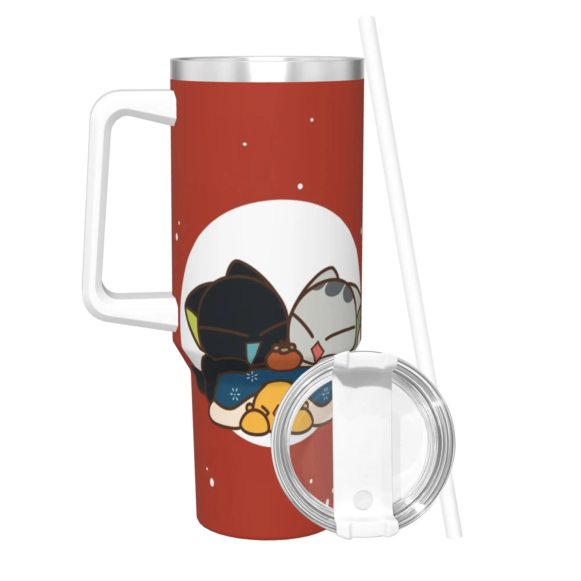 Stainless Steel Tumbler Kawaii Anime LUOXIAOHEIs Thermal Cups Black Cat Portable Cold and Hot Car Mugs Camping Water Bottle
