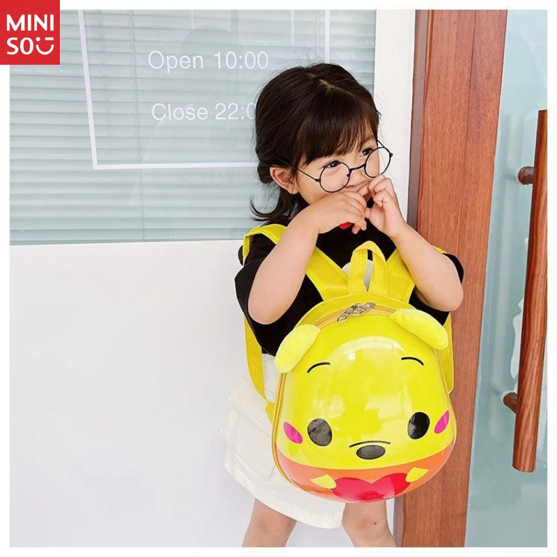 Mochila Miniso para niños con forma de huevo, bolso preescolar de dibujos animados para niños y niñas de 3 a 5 años, lindo bolso para guardería
