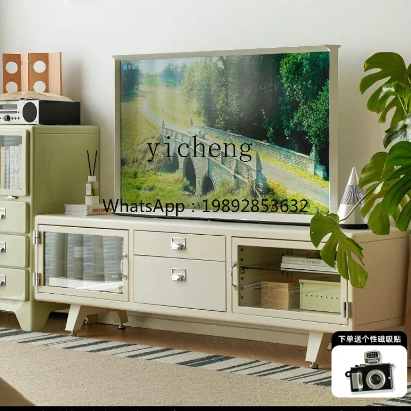 

retro TV cabinet floor-to-ceiling living room household small apartment simple storage metal glass cabinet