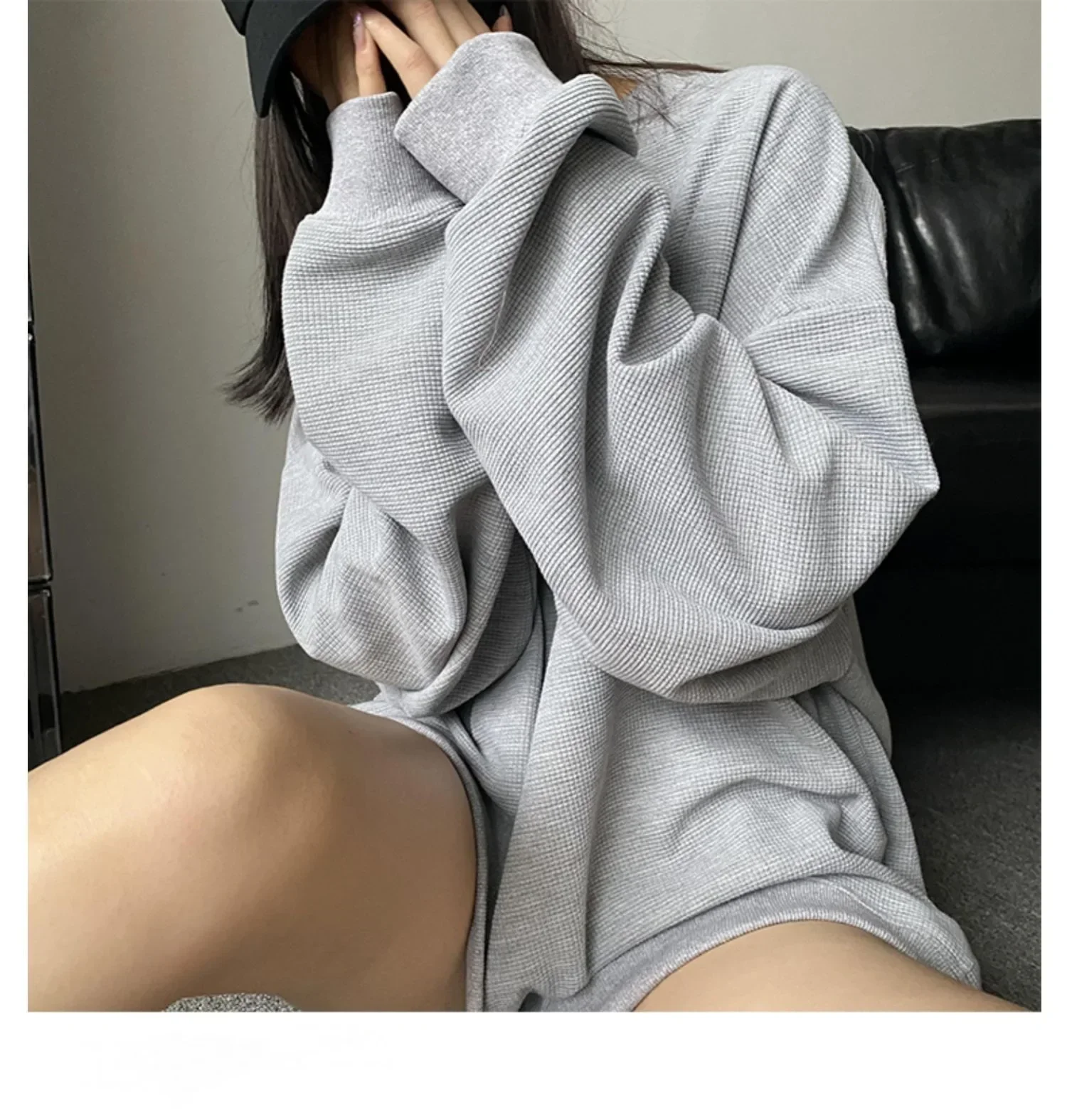 2024 New Solid Color Long sleeved Round Neck Women\'s Sweater Fashion Spring and Autumn Wear Korean Loose Versatile Coat Top