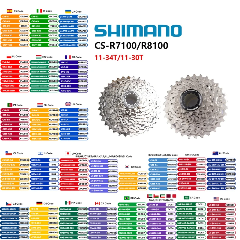 Shimano 105 R7100 ULTEGRA R8100 Cassette 12s Bike Cassette For Road Bike Di2 Groupset 11-30T/11-34T Original Shimano Bike Part
