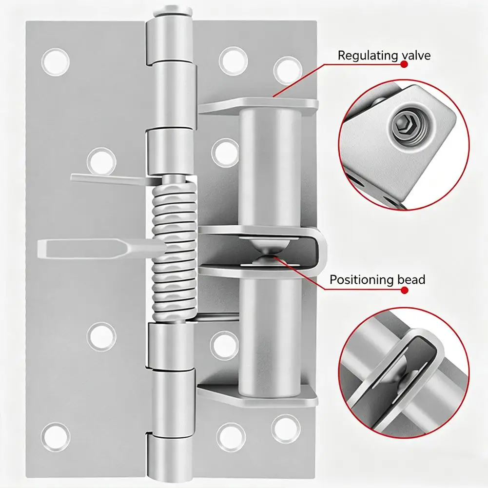 Multifunctional 3 In 1 Heavy Duty Automatic Door Closer,Self Closing Invisible Doors Spring Hinges,90° Positioning Door Stopper