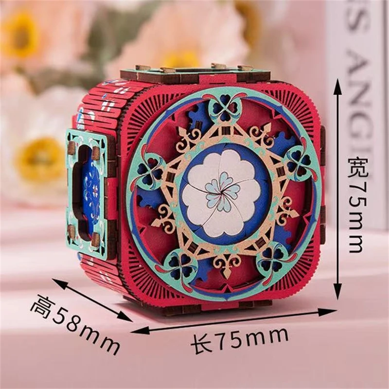 

Lighted 3D Wooden Music Box DIY Handmade Jewelry Box With LED Lights Melody For Table Decor Birthday Anniversary Gift For Women