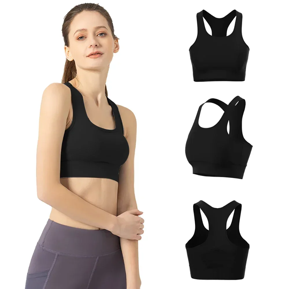 Oh! Sunny Sports Bra Sleeveless Underwear Full Support Tank Top Thin Padded Crop Tops  Bralette for Fashion Women Girls in Gym