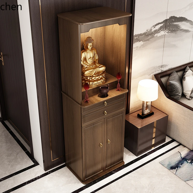 ZML الخشب الصلب ضريح بوذي إله الثروة خزانة لطاولة تمثال بوذا المنزلي غرفة المعيشة طاولة قوانيين للطاولة #4