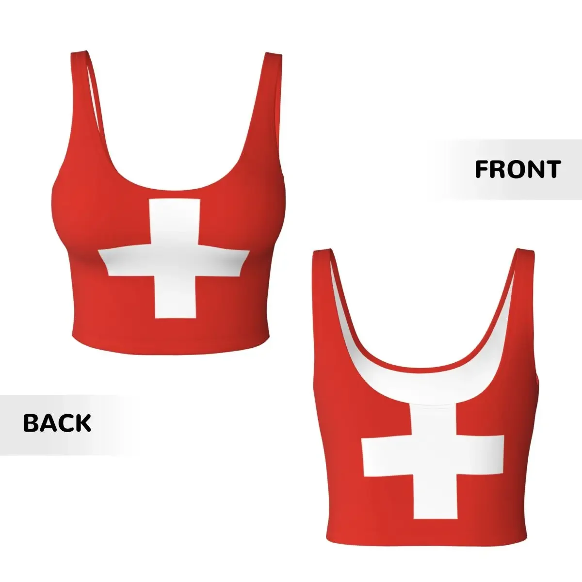ผู้หญิงเซ็กซี่กีฬาเสื้อกั๊กสวิตเซอร์แลนด์ธงหญิงStreetwearกีฬาชุดชั้นในTee Crop Top