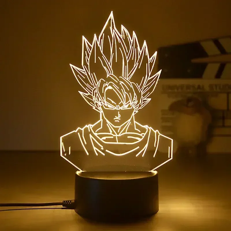 Dragon Ball Z Super Saiyan Vegeta Goku Jiren Broly 3D LED Night Light Warm White Table Lamp Action Figure Toys Gifts view 5