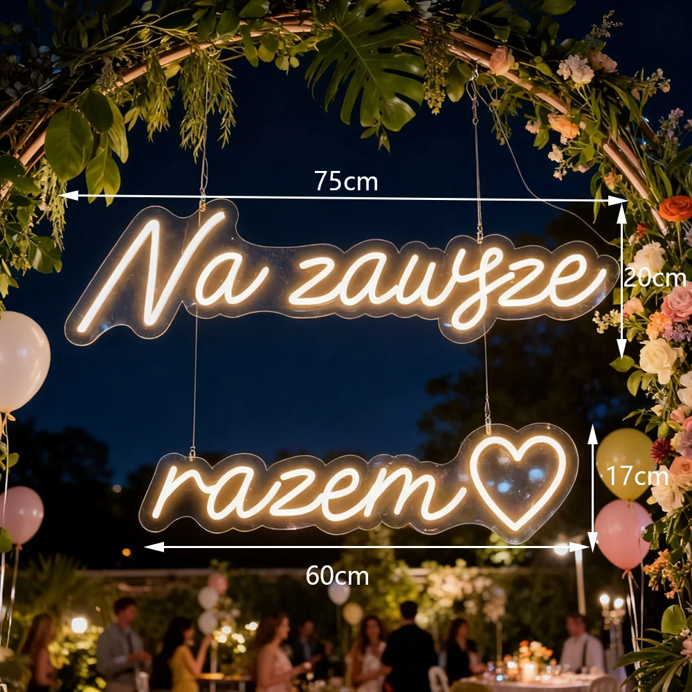 Custom Big 75cm Neon Light LED Neon Sign Together Forever Sign for Wedding Birthday Room Home Decoration