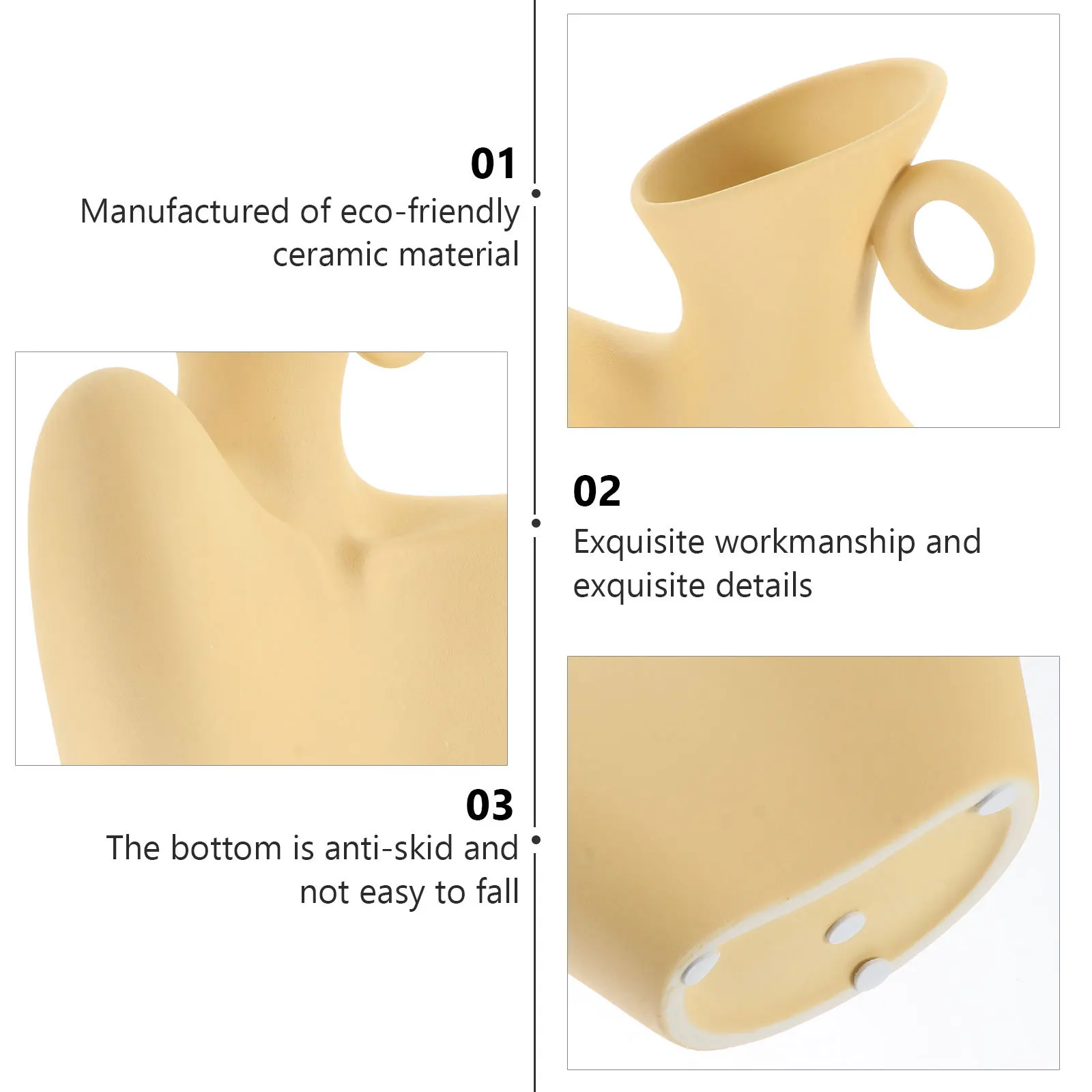 

Body Art Ceramic Vase Minimalist Human Shape Decorative Flower Arrangement Home Office Living Room Study Bedroom Desktop