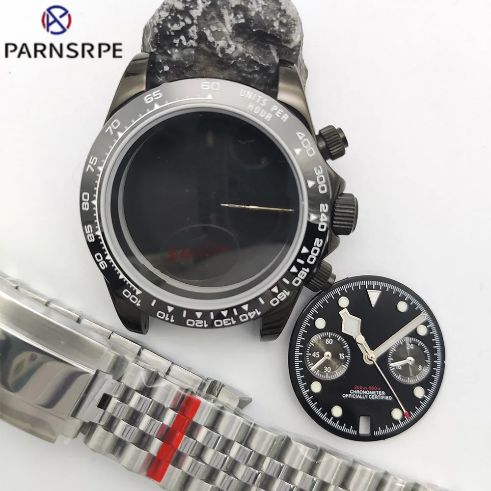 

Корпус часов VK63, 39,5 мм, ремешок из нержавеющей стали, браслет, сапфировое стекло, водостойкий, для VK63, кварцевый механизм C3, светящийся циферблат