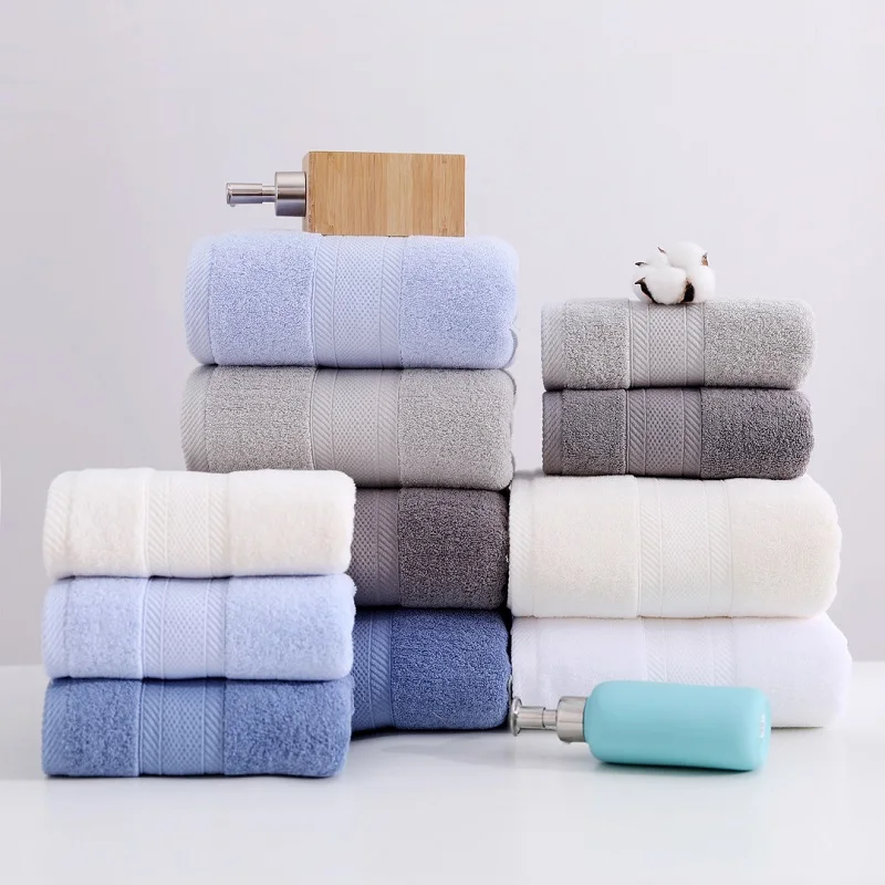 

New 100% Cotton Luxury High Quality Towel Set 70*140cm Bath Towel And 32*72cm Face Towel Thicken Soft Absorbent 2PCS