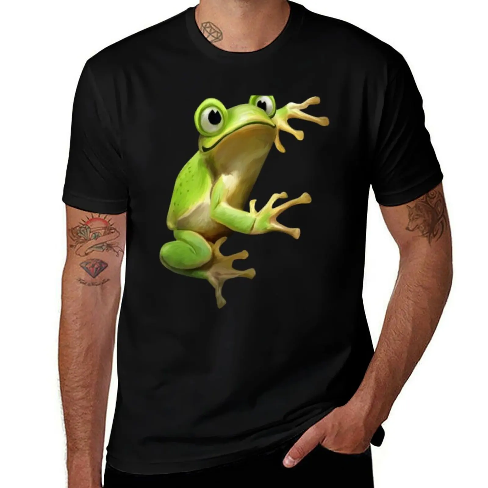

Funny 3D Frog . T-Shirt street wear heavyweights sports fans summer top Men's clothing