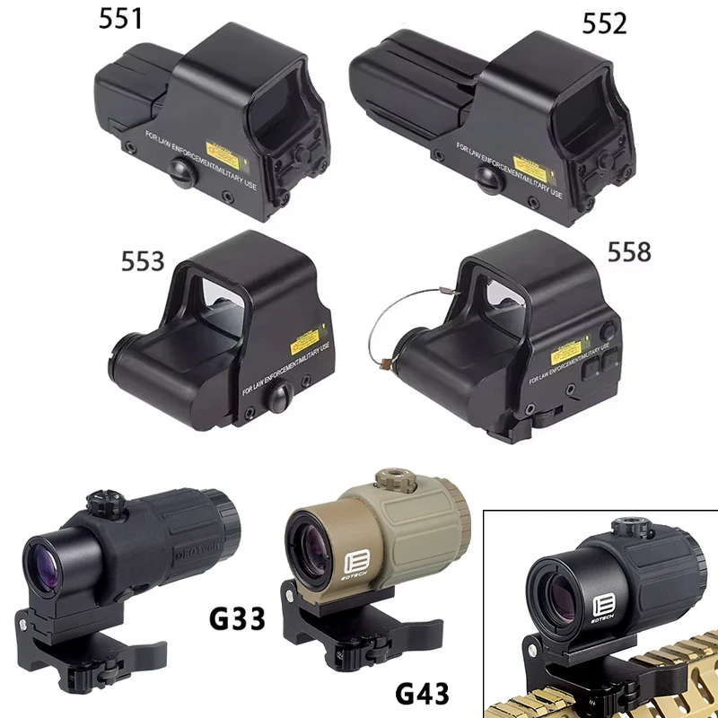 Holograficzny 558 kolimator Red Dot Flip G33 3X lupa broń optyka celowniki refleksy zakres akcesoria myśliwskie G43 4x