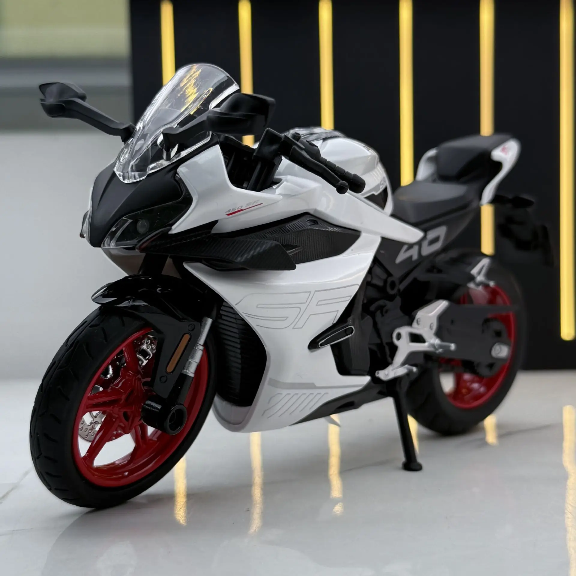 1:12 Spring Breeze CFMOTO 450SR Motorcycle Simulation Sound Light Alloy Diecast Model Toy Gift Collection Ornament