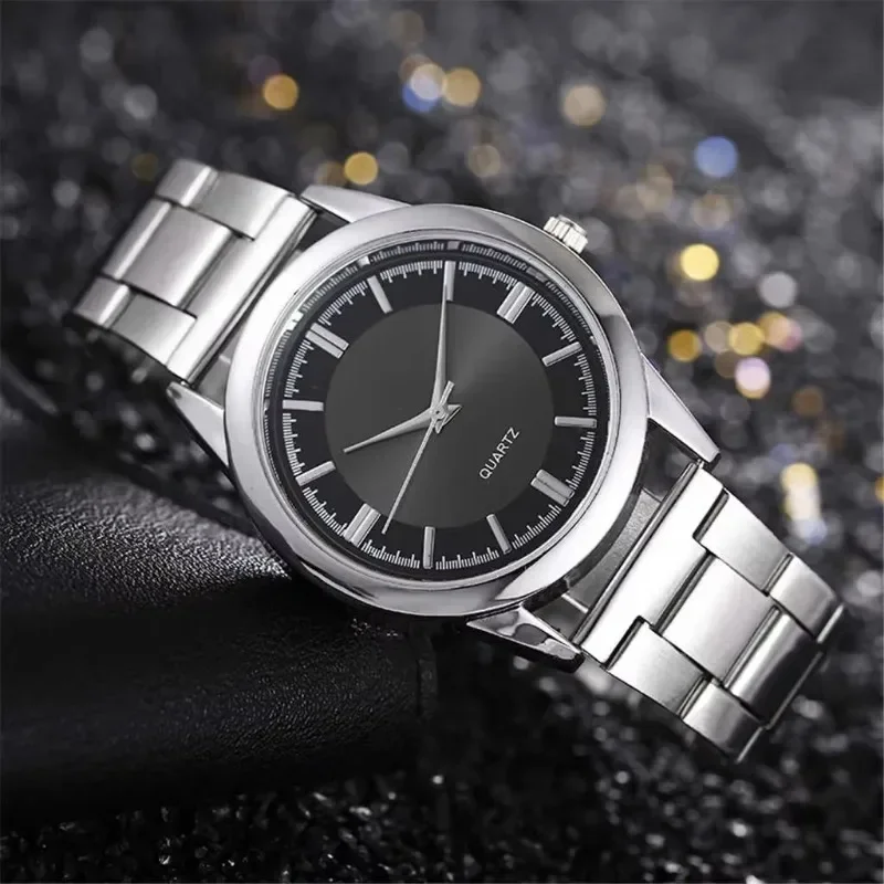 Business Wristwatch Men Watches Men\'s Casual Stainless Steel Mesh Belt Watch Simple Dial Quartz Watch Round Dials Reloj Hombre