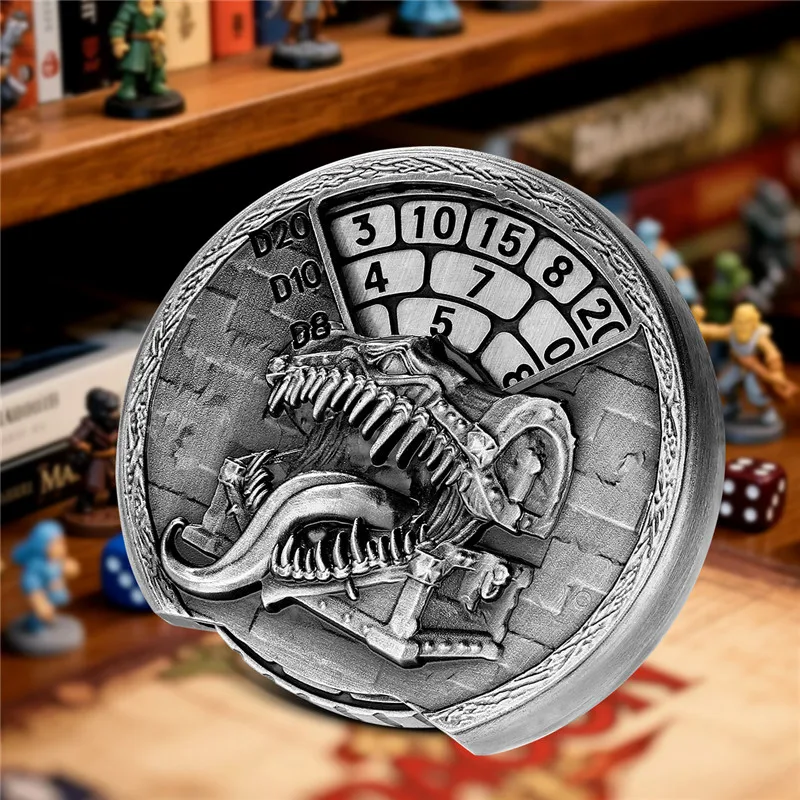 الرجعية اللسان صندوق الكنز نمط المعادن النرد سبينر 7 في 1 النرد Turnable الدورية الأسطوانة RPG الألعاب ملحق الزفاف مجموعة حقيبة