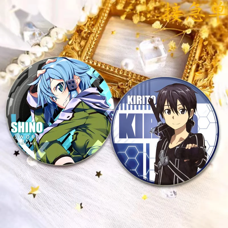 Anime Sword Art Online Brooches on Backpack Accessories Cartoon Badge Kirigaya Kazuto Kirito Yūki Asuna Yuuki Asuna Enamel Pins