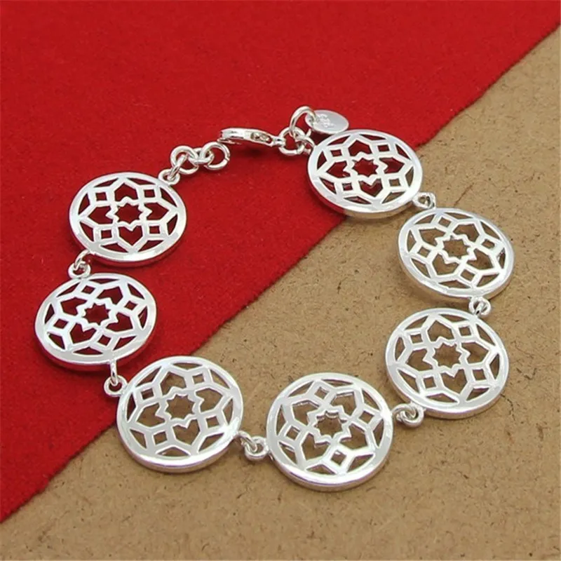 

Fashion Jewelry 925 Sterling Silver Bracelet Circle Charm for Women Fashion Wedding Party Gift Jewelry