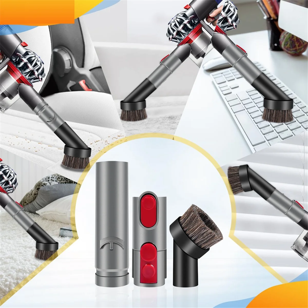 أداة أرضية صلبة وفرشاة شعر الخيل محول مرفق ، Dyson V15 ، V12 ، V11 ، V10 ، V8 ، V7 ، V6 ، مكنسة كهربائية