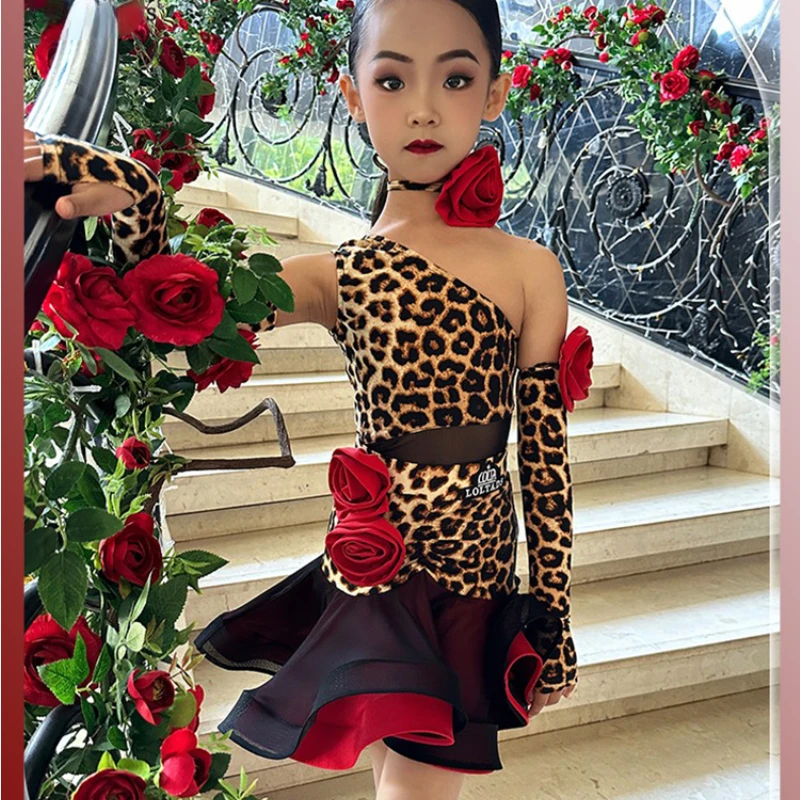 

Children Professional Latin Dance Dress for Girls Tango Rumba Cha Cha Kids Ballroom Competition Evening Party Practice Clothes