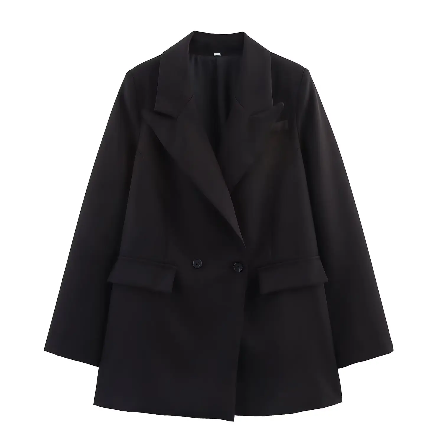 

ZBZA Spring New Women's Faion Design Casual Sle Suit Jaet Commute Wind Loose pe Long Sve Pure Color Double Button