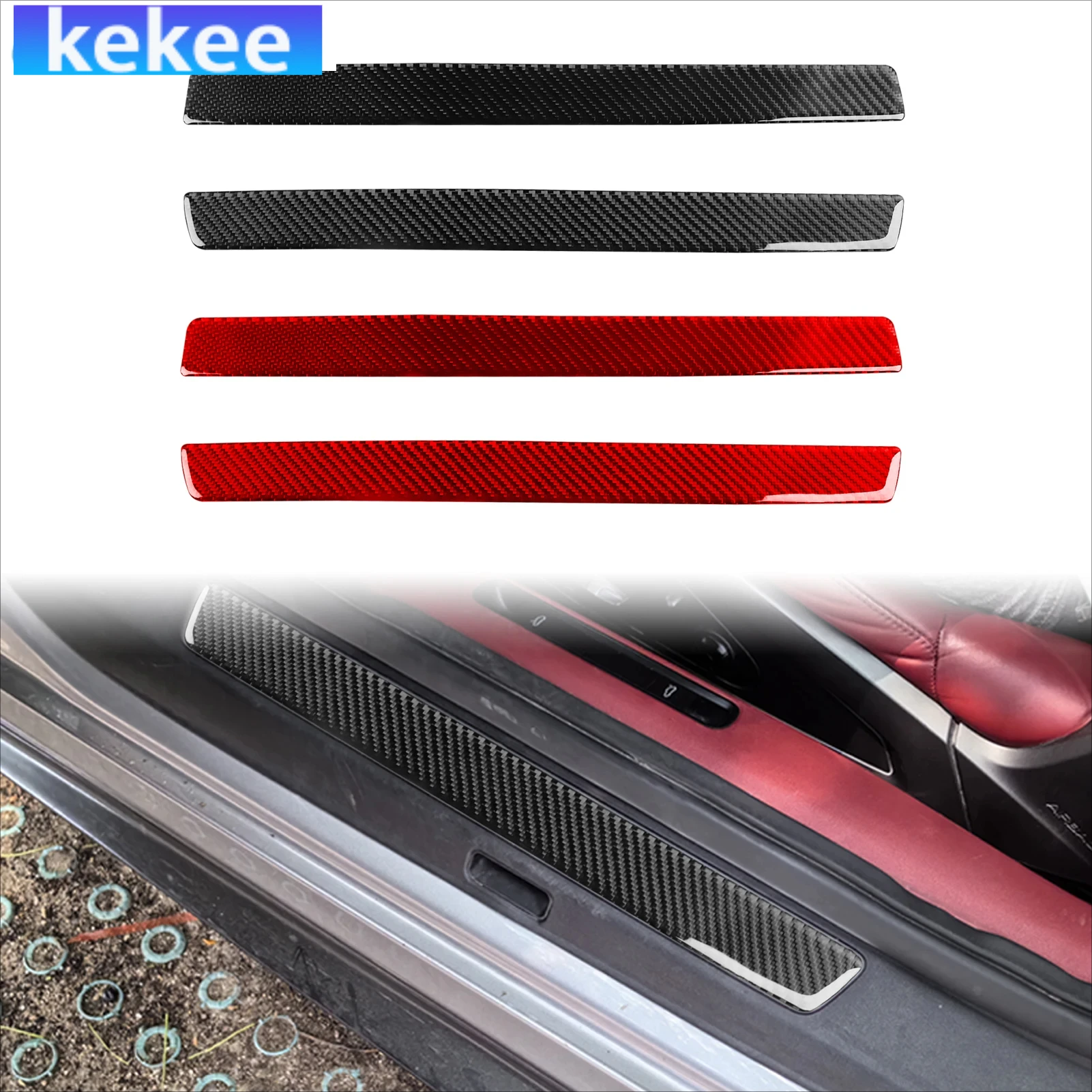 

For Porsche 992 911 2019-2024 Carbon Fiber Door Sill Threshold Bar Panel Interior Car Accessories Soft Cover Tuning Sticker Trim