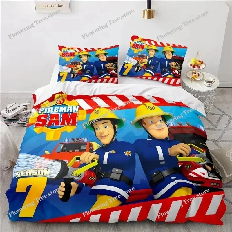 

Cartoon Fireman 3d Print Sam Bedding Set Duvet Cover with Pillowcase Single Double Twin Full Queen King Size Bedclothes