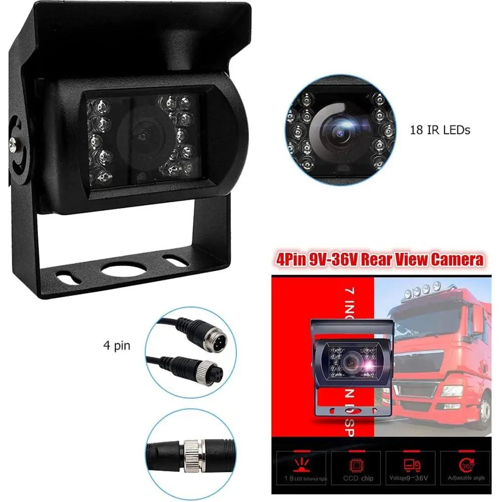 

4Pin Aviation Backup Camera SHARP CCD HD Night Vision Waterproof Reverse Monitoring Camera for Bus Truck Caravan Trailer 9-36V