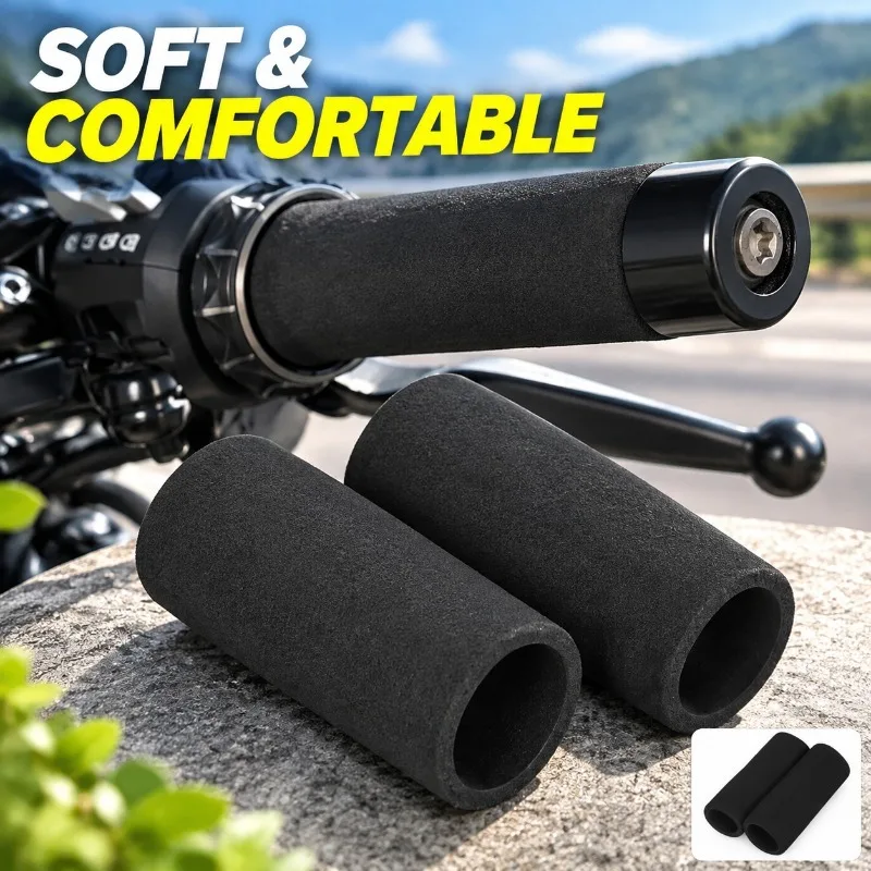 Sponge Motorcycle Handlebar Grips Anti-Slip Sweat-Absorbent Waterproof Soft Brake Lever Covers for Motorbike Electric Bike