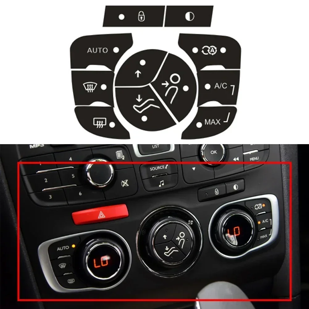 For C4 2014-2018 Car A/C Control Button Worn Repair Kit Decals Stickers High Grade Vinyl Black Button Repair Decal Sticker Acces