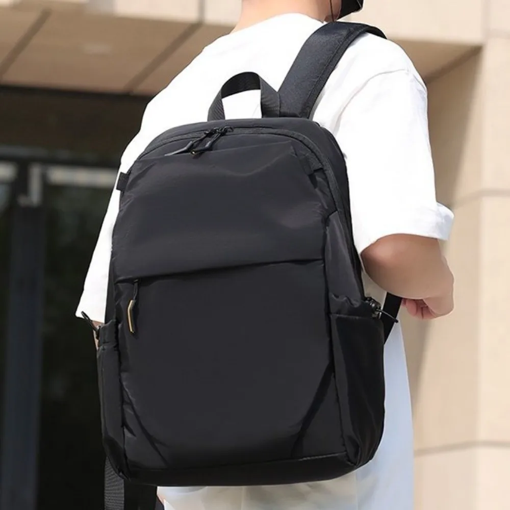 Tragbare Männer Rucksack Einfarbig Große Kapazität Student Rucksack Wasserdicht Leichte Oxford Tuch Rucksack Camping