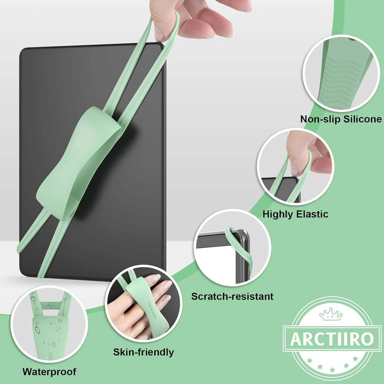 Arctiiro Kindle E Reader Hand Grip For Tablet Anti Drop Silicone Highly Elastic Non Slip Waterproof For Bed Reading One Hand