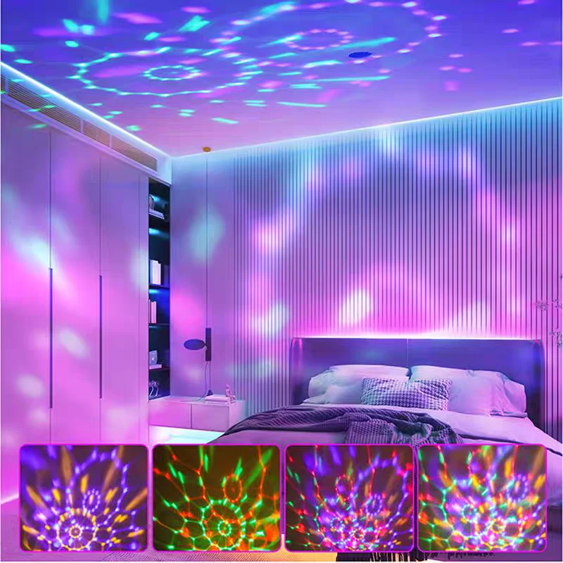 USB voiture LED lampe d'ambiance scène Disco lumière RGB veilleuse avec Rotation automatique pour voiture décoration de noël projecteur lumière