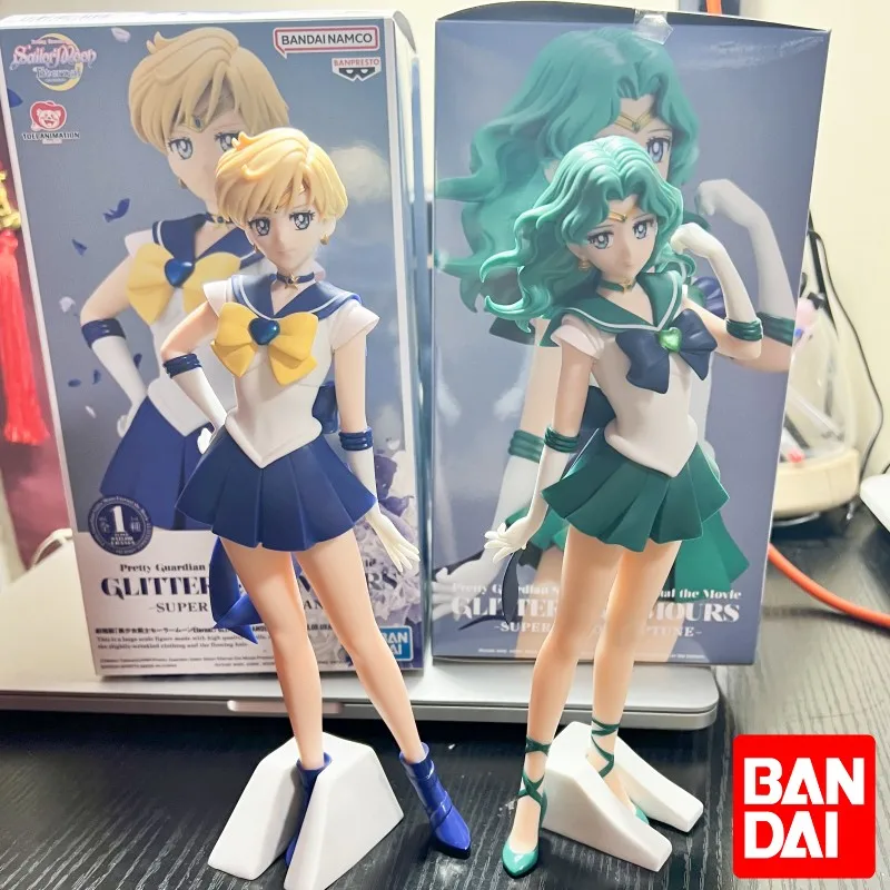 Original Bandai Banpresto Sailor Moon Kaiou Michiru Tenoh Haruka Anime Figure Glitter Glamors Box Ornament Collection Toy