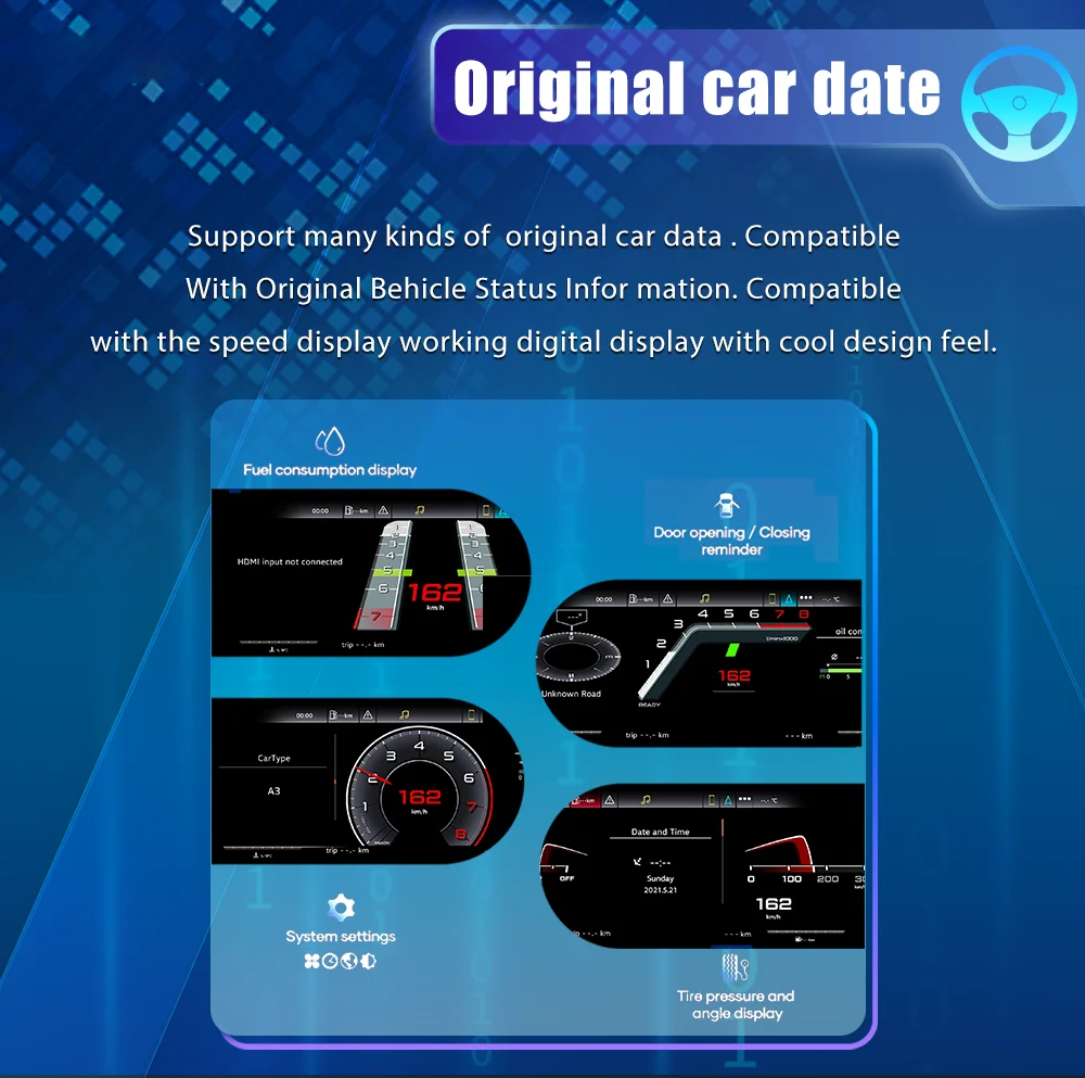 10.25'' Prelingcar Digital Dashboard For Audi A3 8P A3 8V2008-2019 Years Car Lcd Panel Speedometer Virtual Cockpit