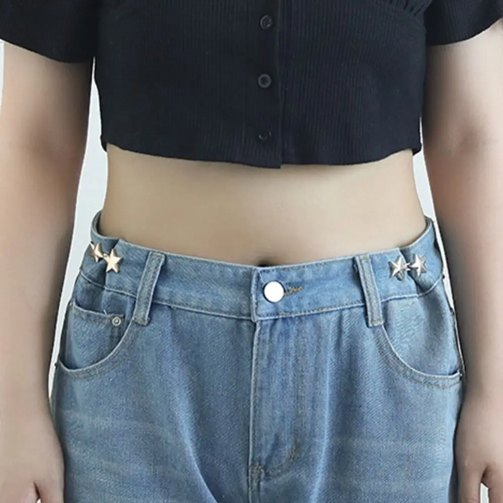 Alloy Star Pants Button Tightener Waist Buckle Button Clasps Jean Fit Tighten Buckles Silver Waist Clip