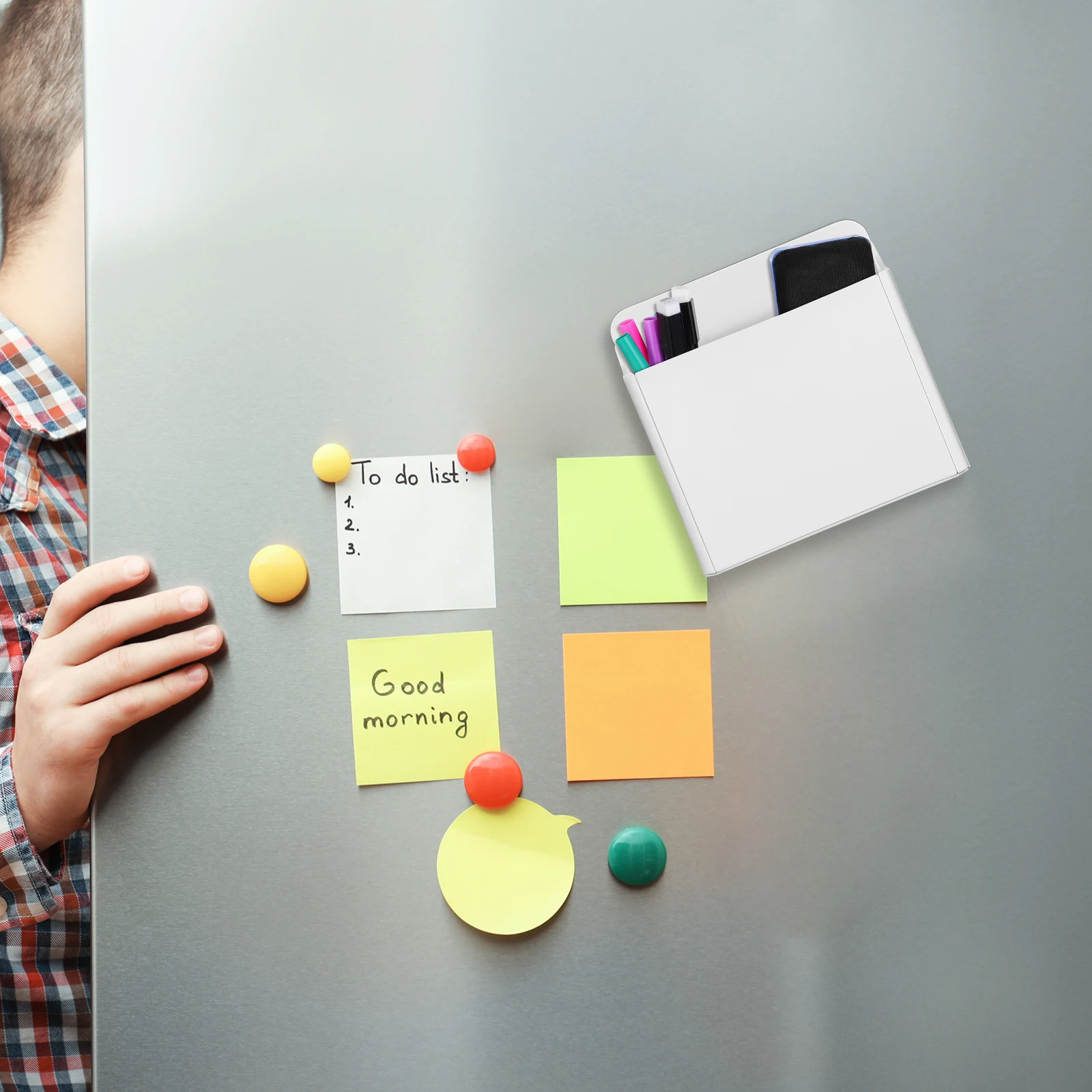 

2Pcs Whiteboard Storage Box Pen Holder ABS Material with Adjustable Compartments Pen Holder for Whiteboard Marker Holders