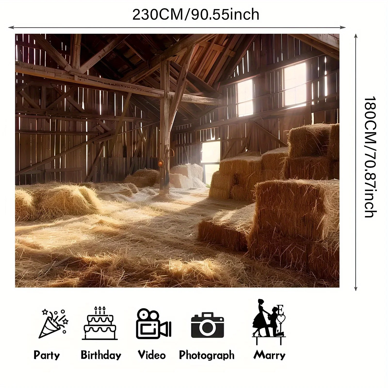 1 خلفية بوليستر للمزرعة العتيقة، مشهد حظيرة وقش الريف، خلفية تصوير متعددة الوظائف #3