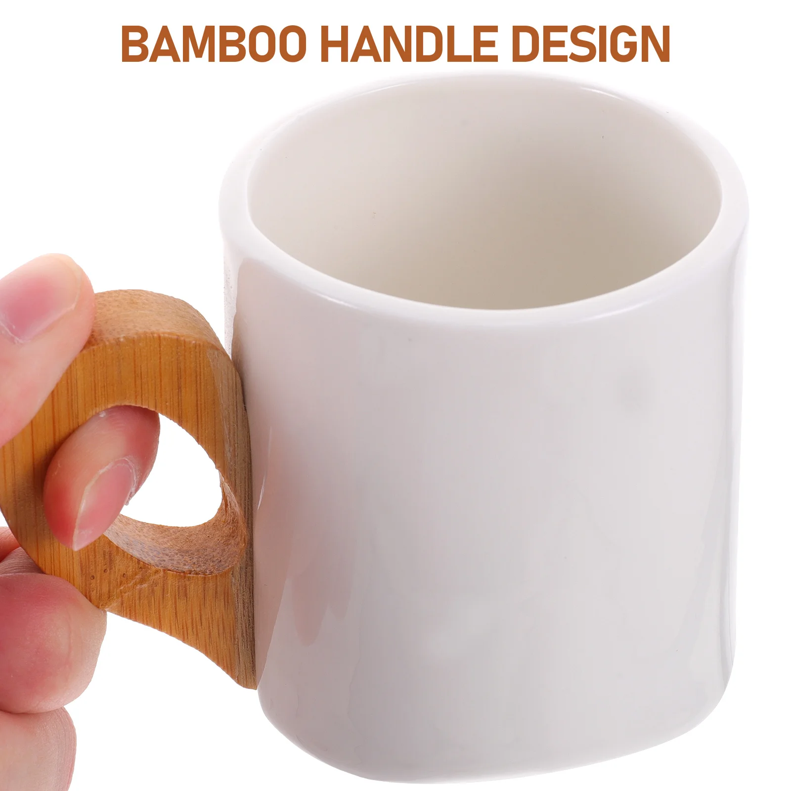 

Bamboo H Coffee Mug Set Flat Bottom Mugs Ceramic Material Versatile Use Home Office Cafe Gifts
