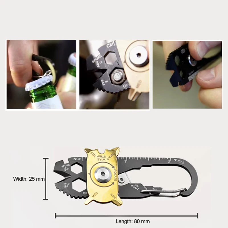 

Outdoor Multifunctional Creative Steel Wrench Screwdriver Portable Hiking Camping Keychain EDC Pocket Small Tool