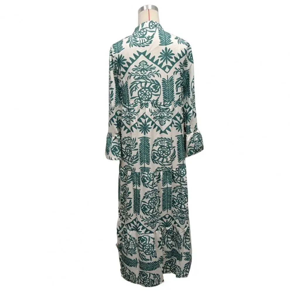 

Women Geometric Print Dress Retro Women Dress Bohemian Ethnic Maxi Dress with Floral Print V Neck for Women Loose for Spring