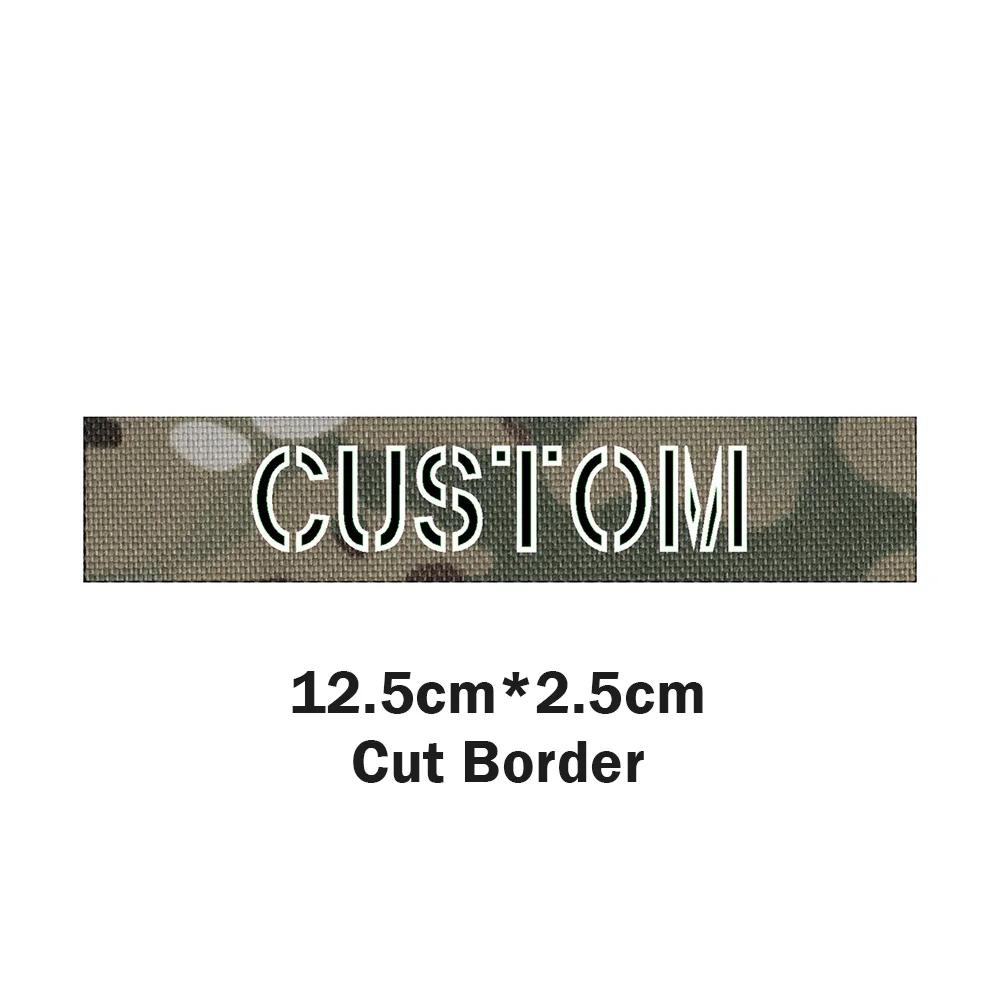 Custom Laser Cut Patch Name Tapes, Fold Border, Two Color Letters, IR IFF, Infrared Reflection, Reflective Material, Luminous image 3