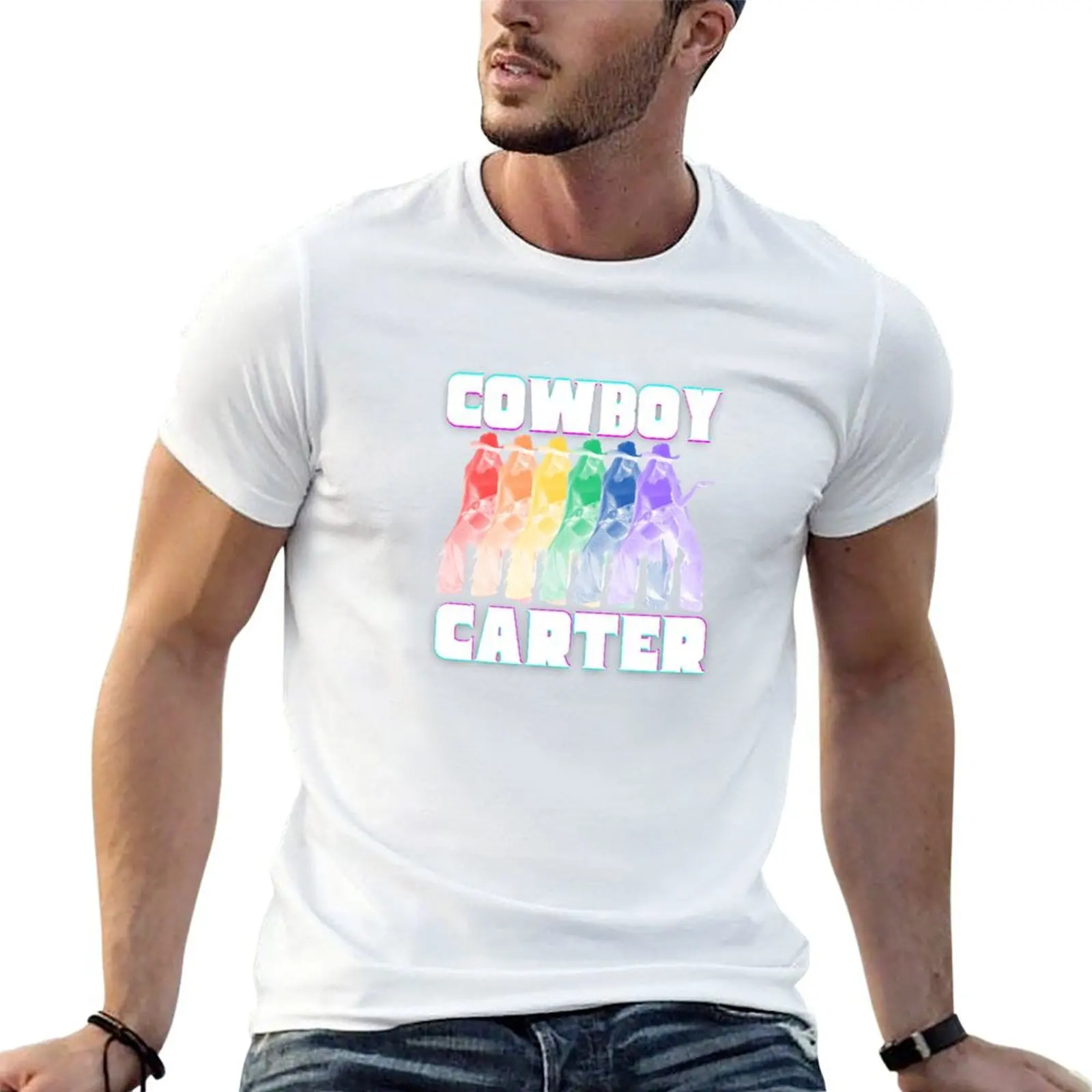 Cowboy Carter Rainbow Glitch T-Shirt Fashion Letter Print T-Shirt