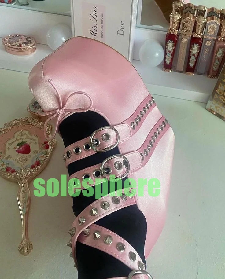 Escarpins à pointes de Ballet en Satin rose pour femmes, chaussures élégantes de Style Ballet Y2K, avec sangle à boucle, nouvelle collection, taille 33-46