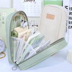 PU Pencil Case Extra Large Capacity Pencil Bag Portable Pen Box Multi-layer Pencil Pouch Stationery Storage Bag School Supplies