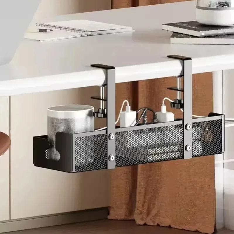 

Desk Cord Storage rack No Drill Setup Under Desk Cable Organizer Metal Mesh Cable Management box High Load-Bearing Wire Holder